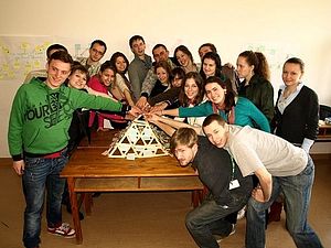 Pyramid built by students during a BUP Student Conference in Rogów, Poland.