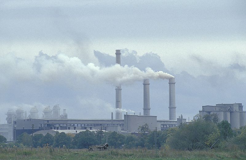 A smokestack in Kunda, Estonia in 1993.