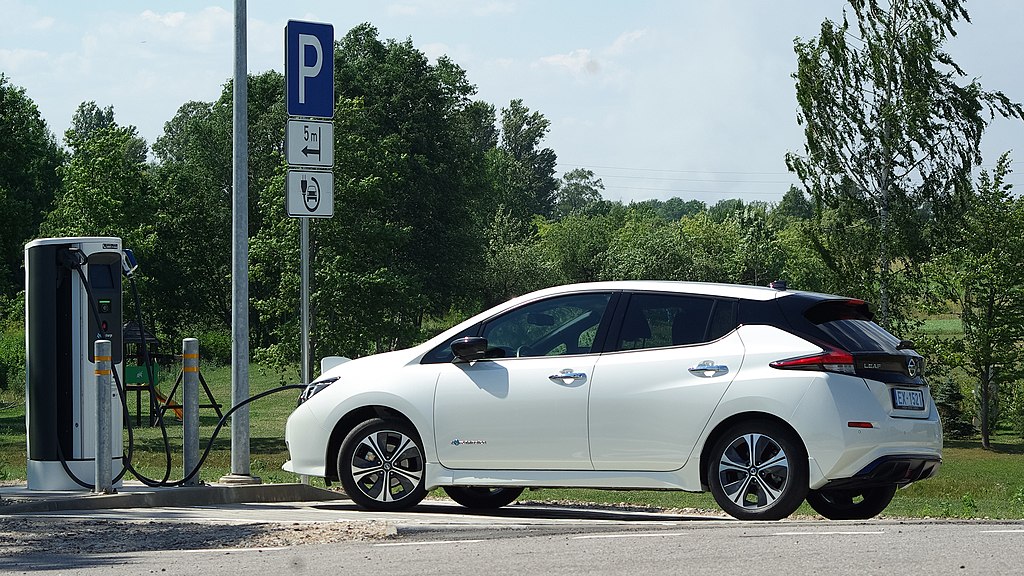 Second generation (2017–present) Nissan Leaf in the quick charging station in Talsi municipality, Latvia
