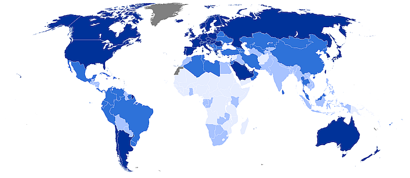 2016 UN Human Development Report Quartiles, CC BY-SA 4.0.