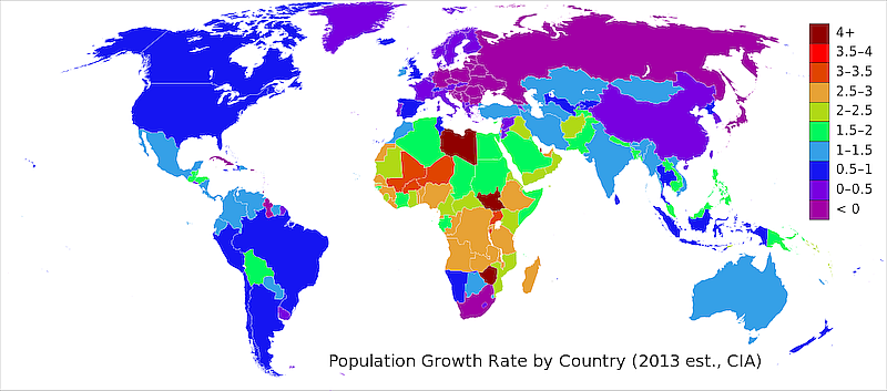 Population growth rate world 2013