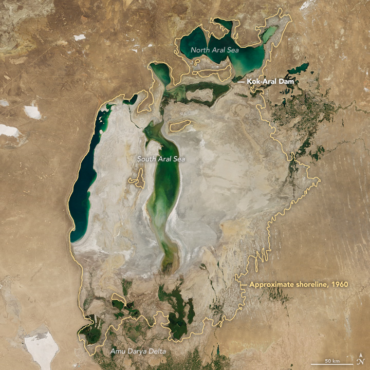 Aralsjön 1960 och 2017